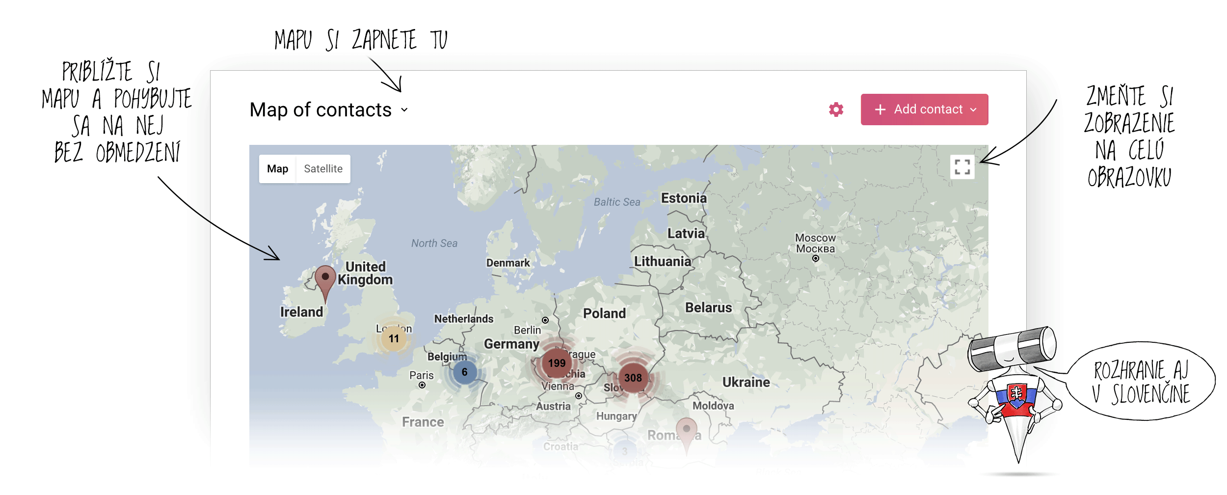 Databáza kontaktov podľa lokality