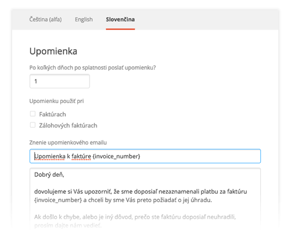 Upomienky faktúr