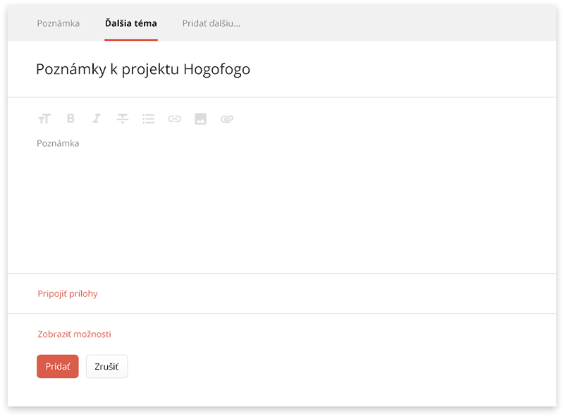 Pridať ďalšiu tému poznámky