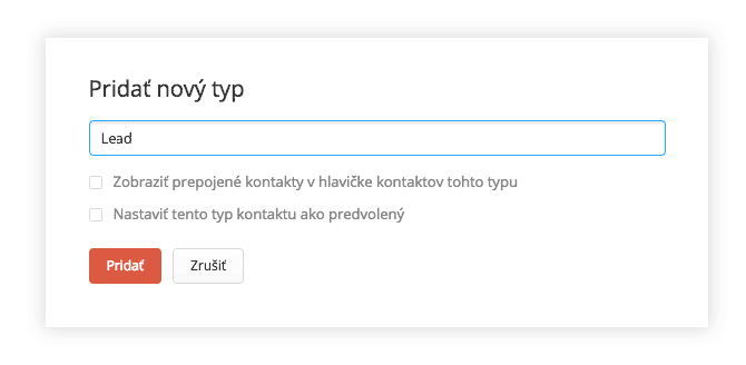 Pridať typ kontaktu